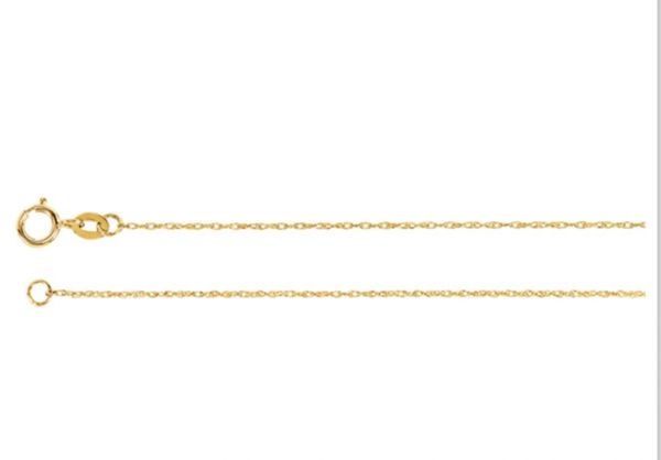 18" 1mm Wide Yellow Gold Filled Rope Chain With Spring Ring Clasp