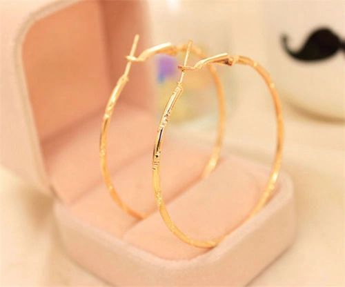 14kt Yellow Gold Filled Patterned (50mm) Hoop Earrings