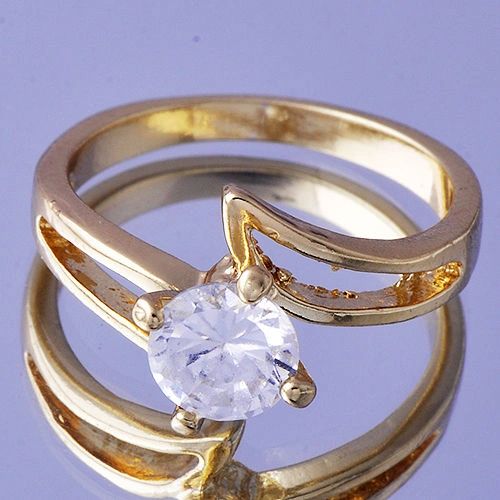 Yellow Gold Filled Crystal Fashion Ring Size 7.5