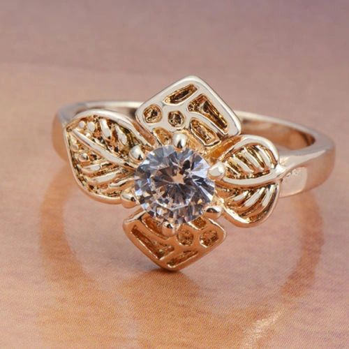 14kt Yellow Gold Filled Cubic Zirconia Flower Ring Size 6