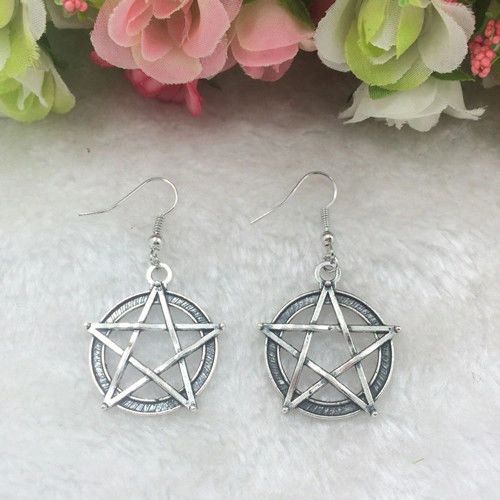 Pair of Fancy Five Point Star Dangle Earrings (Pierced)