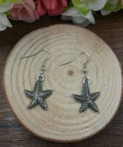 Cute Pair of Starfish Dangle Earrings (Pierced)