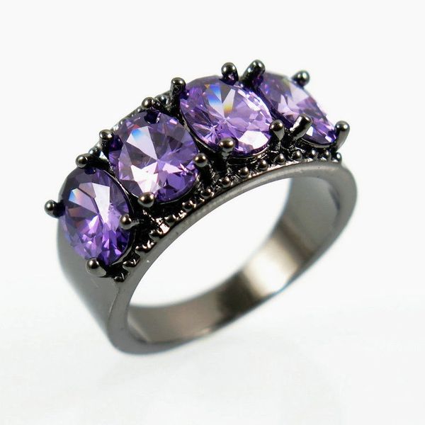 14kt Black Gold Filled Bright Purple Cubic Zirconia Ring Size 9