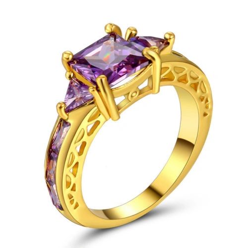 14kt Yellow Gold Filled Bright Purple Cubic Zirconia Ring Size 5.5
