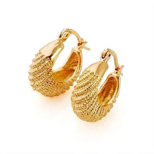 Pair of 9kt Yellow Gold Filled Small (21x7mm) Basket Hoop Earrings