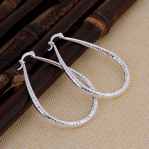 Pair of Silver Plated Hoop Teardrop (55x40mm) Earrings