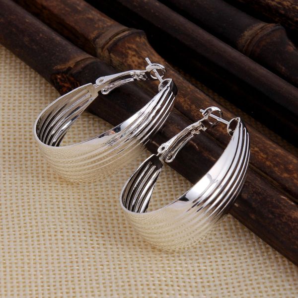 Pair of Silver Plated Hoop Teardrop (55x15mm) Earrings