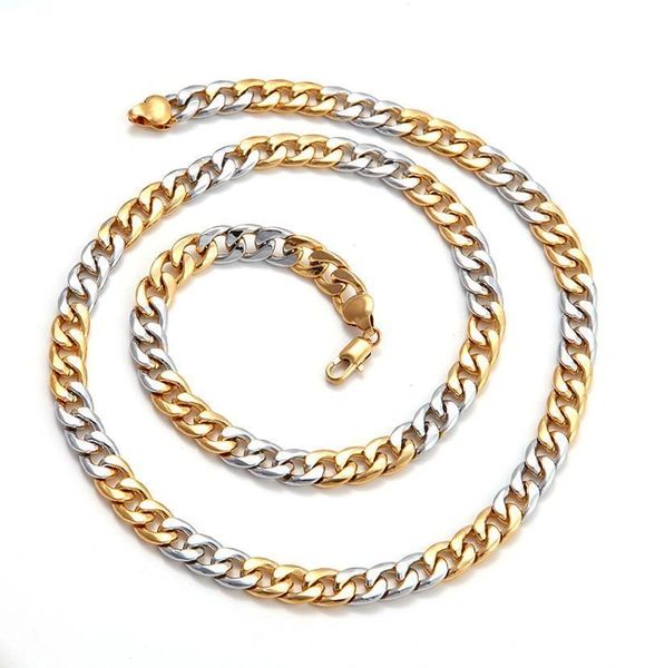 18kt White & Yellow Gold Filled Heavy (45.5 grams) Link Chain With Lobster Claw Clasp