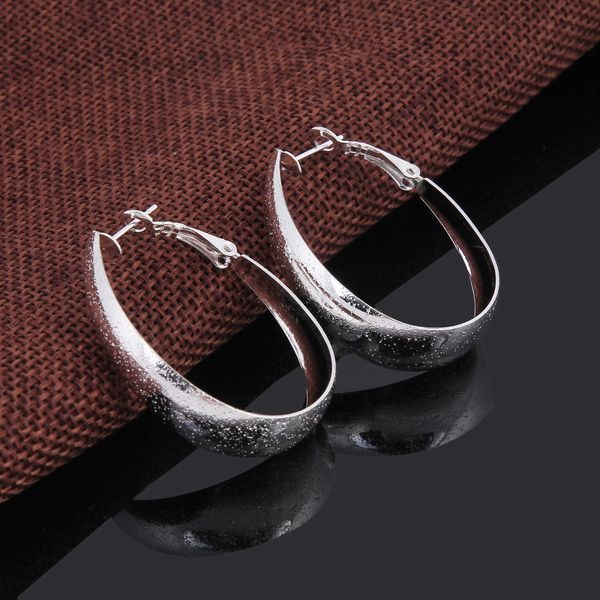 Pair of Silver Plated Hoop Large (70x40mm) Earrings