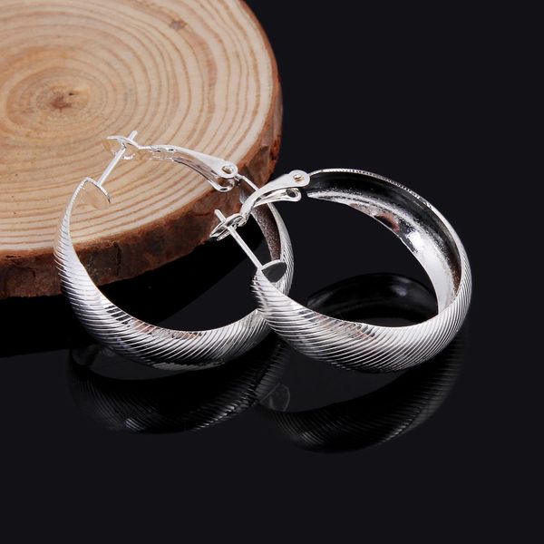 Pair of Silver Plated Hoop Patterned 27mm Earrings