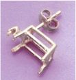 Two Sterling Silver Octagon Single Accented Pre-Notched Earring Settings (6x4mm-11x9mm)