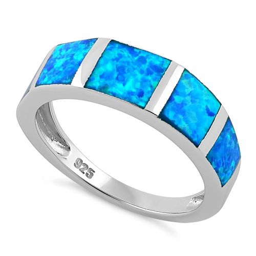 Sterling Silver Lab Created Opal 5-Stone Ring Size 4-8