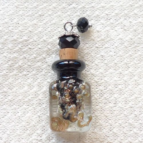 Lovely Murano Lampwork Clear With Golden Flecks Glass Perfume Bottle