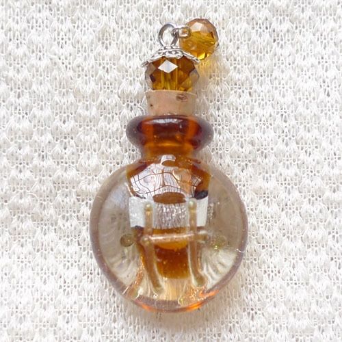 Lovely Murano Lampwork Amber Glass Perfume Bottle