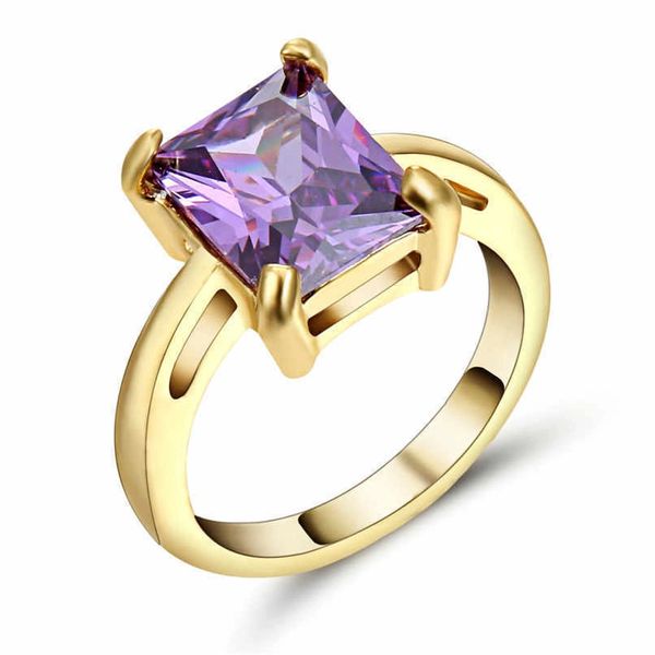 10kt White or Yellow Gold Filled Bright Purple Cubic Zirconia Ring Size 6