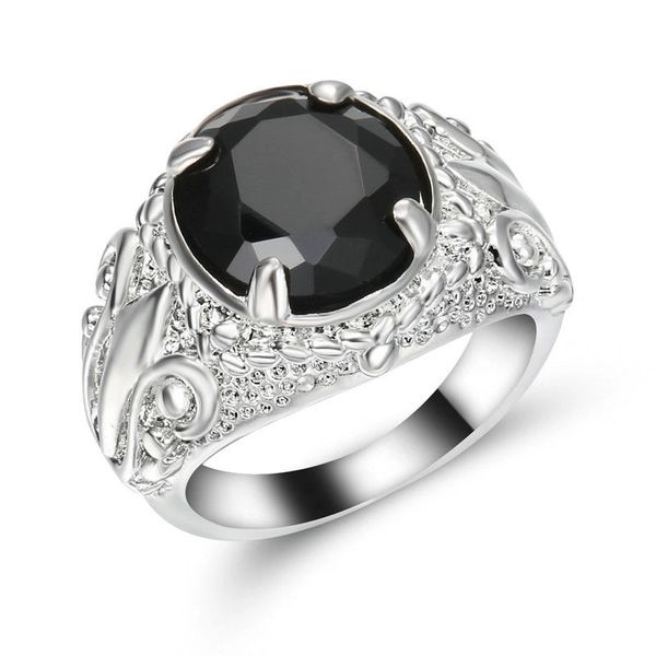 10kt White, Yellow or Black Gold Filled Black Sapphire CZ Fashion Ring Size 6