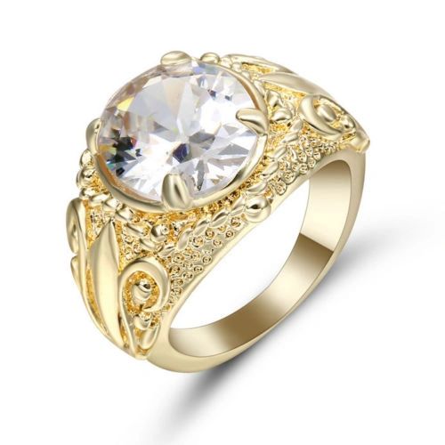 10kt White, Yellow or Black Gold Filled Bright White CZ Fashion Ring Size 7