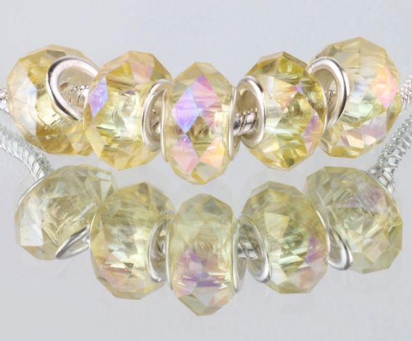 5 Pieces Silver Plated Murano Lampwork Clear Crystal Bead Collection