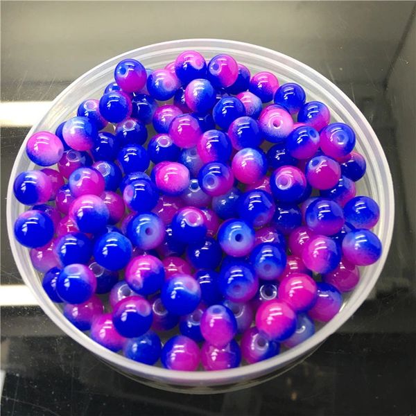 4mm Round Glass Beads - Blue with Purple Luster - 100 Beads