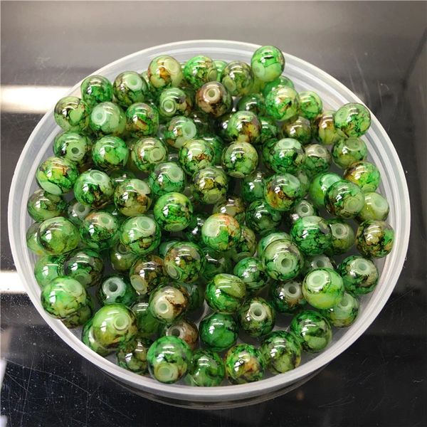 30 Pieces 8mm Round Double Color Glass Beads