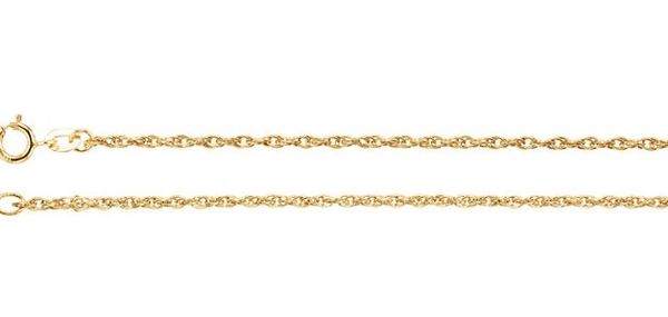 1.5mm Wide Gold Rope Chain With Spring Ring Clasp: 7, 16, 18, 20 or 24 Inches