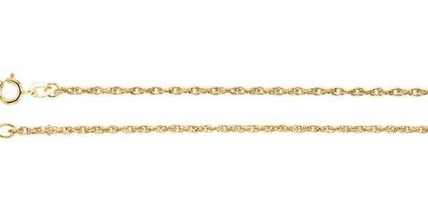 1.5mm Wide Gold Rope Chain With Spring Ring Clasp: 7, 16, 18, 20 or 24 Inches