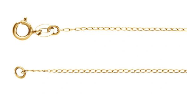 14kt White or Yellow Gold 1mm Curb Chain With Spring Ring Clasp: 1", 7", 8", 16", 18", 20" & 24" Inches