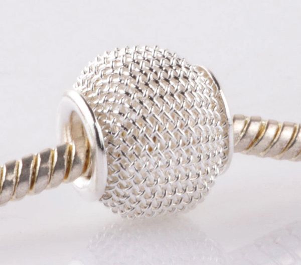 5 Pieces Gorgeous Gauze Big Hole Silver Plated Spacer Beads