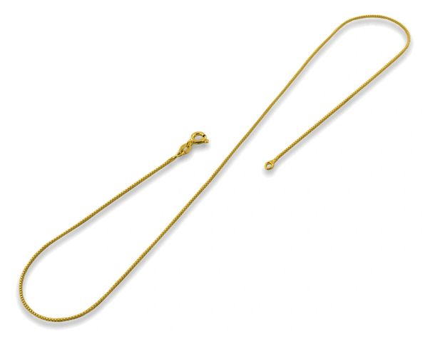 14kt White or Yellow Gold 1mm Box Chain With Sprng Ring Clasp: 1", 7", 8", 16", 18", 20" & 24"