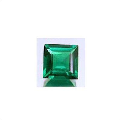 One Square Faceted Bright Green Lab Created Hydrothermal Emerald (3x3-10x10mm)