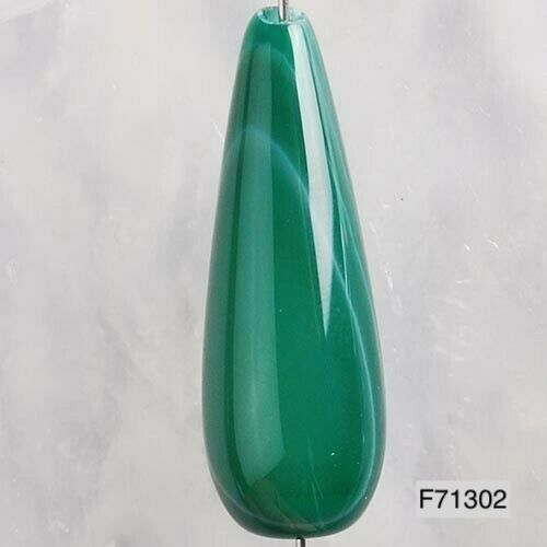 30x10mm Green Teardrop Stripes Agate Bead -Our genuine agate beads are one of a kind!