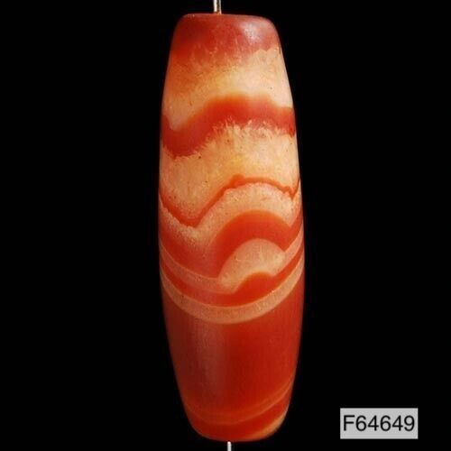 30x10mm Genuine Stripes Fire Orange Agate Bead -Our genuine agate beads are one of a kind!