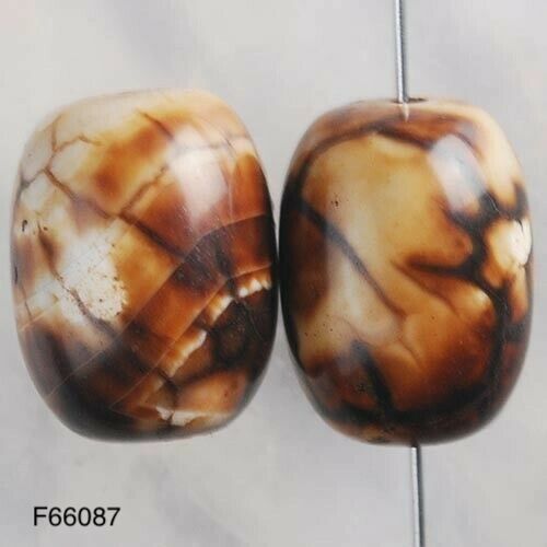 Set of (2)16x12mm Caramel Agate Column Beads -Our genuine agate beads are one of a kind!