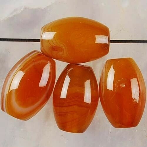 Set of (4)12x8mm Orange Stripes Agate Beads -Our genuine agate beads are one of a kind!