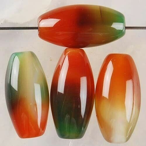 Set of (4)16x8mm Multi Colored Agate Beads -Our genuine agate beads are one of a kind!