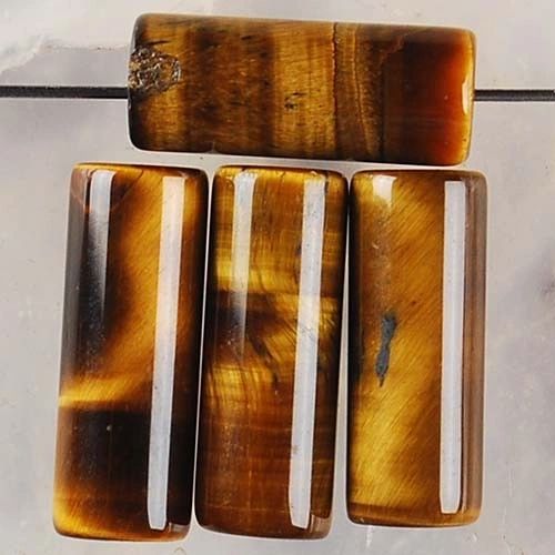 (4) 16x6mm Yellow Tiger Eye Column Pendant Bead -Our genuine tiger eye beads are one of a kind!