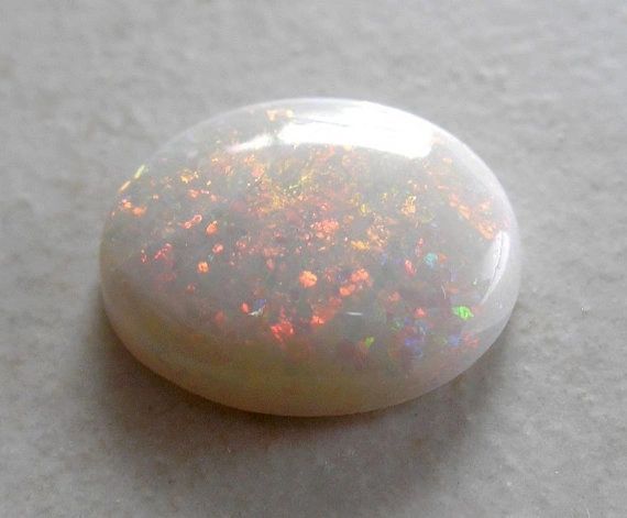 OVAL CABOCHON GENUINE, WHITE WITH RAINBOW COLORS, OPAL (5X3mm - 14x10mm)