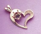 14kt Gold or Sterling Silver Heart Fancy Pendant Setting (4-6mm)