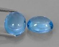 OVAL CABOCHON GENUINE (NATURAL) BRIGHT SWISS BLUE TOPAZ (6x4mm - 12x10mm)