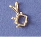 14kt Gold or Sterling Silver Square Shaped Pendant Setting (4x4-8x8mm)