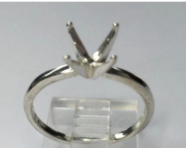 3 or 4mm Round Sterling Silver 4-Prong Deep-Vee Style Pre-Notched Ring Setting Size 3-8