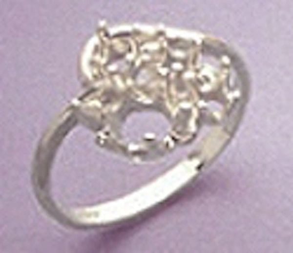 Sterling Silver Oval Accented Dinner Pre-Notched Ring Setting Size 4-9