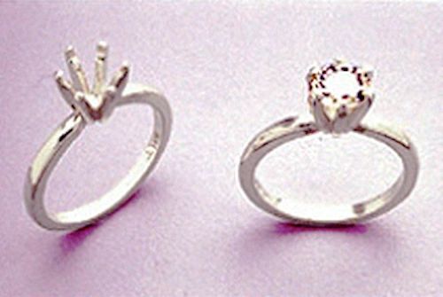 4-6.5mm Round Sterling Silver 4-Prong Deep-Vee Style Pre-Notched Ring Setting Size 4-9