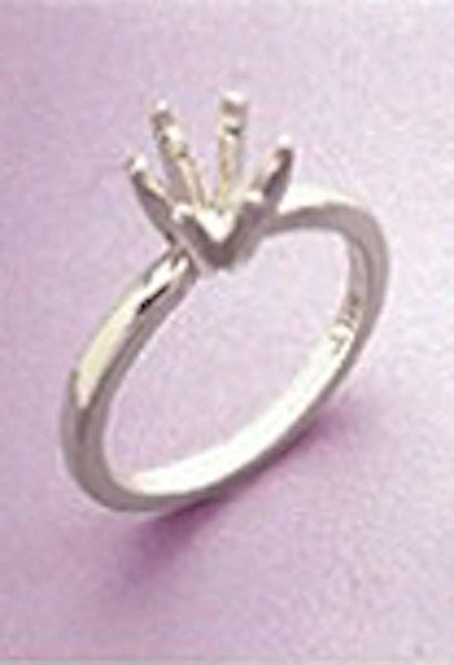 6.5mm Pre-Notched 6-Prong Deep Vee Sterling Silver Ring Settings Sz 5-8 4mm