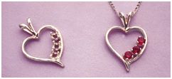 14kt Gold or Sterling Silver Triple Stone Wire Heart Pendant Setting