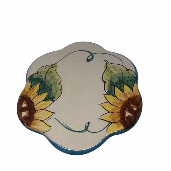 Italian Ceramic Trivet decorated Sunflower Made in Italy Pottery