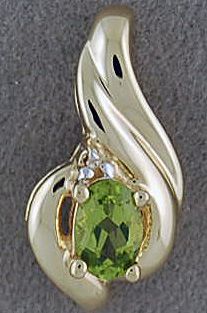 Diamond and Peridot Free Form Pendant