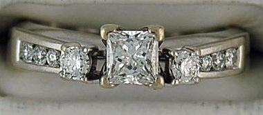 3/4ctw Princess and Round Cut Diamond Wedding Set