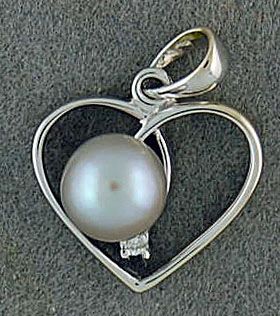 Diamond and Pearl Heart Pendant