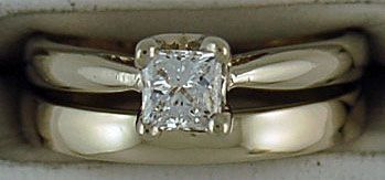 Ladies Princess Cut Diamond Solitaire Wedding and Engagement Set